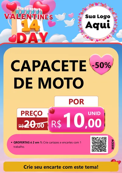 Modelo de Cartaz para Cartaz A4 Vertical com o tema Valentine's Day para Moto peças