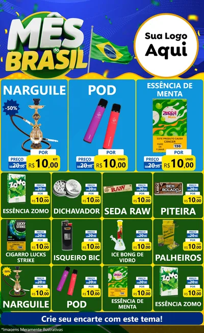 Modelo de Encarte para Encarte Grande com o tema Mês do Brasil para Tabacaria