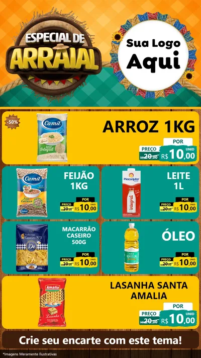 Modelo de TV para TV Vertical com o tema Especial De Arraial para Supermercado