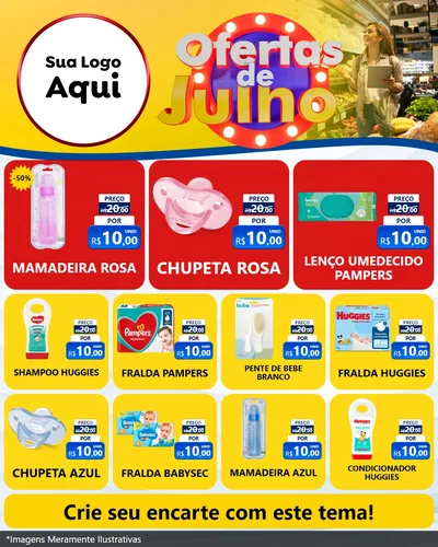Modelo de Rede Social para Feed Instagram com o tema Ofertas de Julho para Bebês