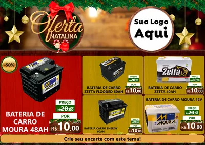 Modelo de Encarte para Encarte A4 Horizontal com o tema Ofertas Natalina para Baterias Elétricas