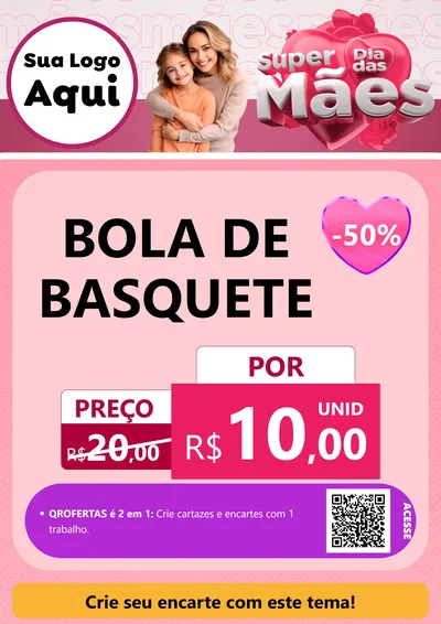 Modelo de Cartaz para Cartaz A4 Vertical com o tema Super Dia Das Mães para Artigos Esportivos