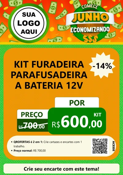 Modelo de Cartaz para Cartaz A4 Vertical com o tema Comece Junho Economizando para Maquinas e Ferramentas