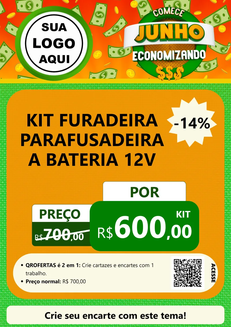 Modelo de Cartaz para Cartaz A4 Vertical com o tema Comece Junho Economizando para Maquinas e Ferramentas