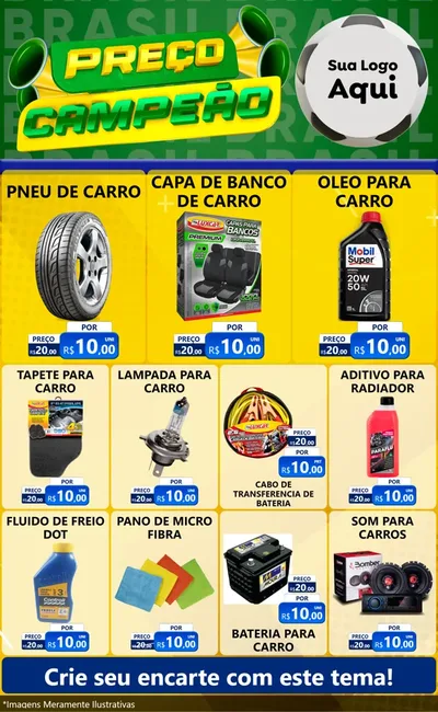 Modelo de Encarte para Encarte Grande com o tema Preço Campeão - Copa para Auto peças