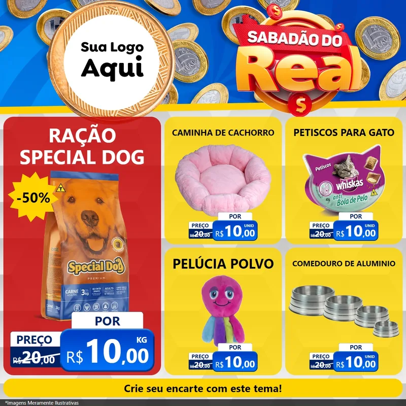 Modelo de Rede Social para Feed Facebook com o tema Sabadão do Real para Pet Shop