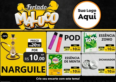 Modelo de Encarte para Encarte A4 Horizontal com o tema Feriado Maluco para Tabacaria