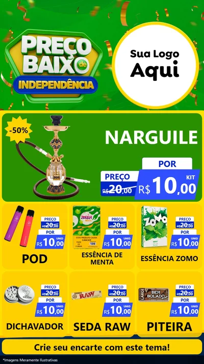 Modelo de Rede Social para Stories com o tema Preço Baixo de Independência para Tabacaria
