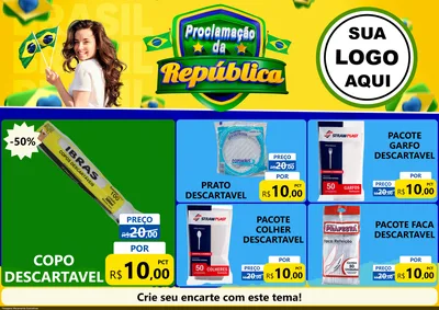 Modelo de Encarte para Encarte A4 Horizontal com o tema Proclamação da República para Embalagens