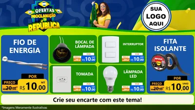 Modelo de TV para TV Horizontal com o tema Ofertas Proclamação da República para Materiais Elétricos