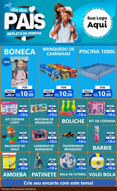 Modelo de Encarte para Encarte Grande com o tema Dia Dos Pais Repleto de Ofertas para Brinquedos