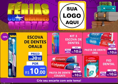 Modelo de Encarte para Encarte A4 Horizontal com o tema Férias com Grandes Ofertas para Higiene Pessoal