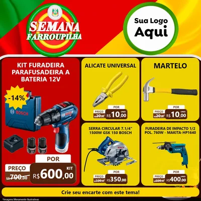 Modelo de Rede Social para Feed Facebook com o tema Semana Farroupilha para Maquinas e Ferramentas