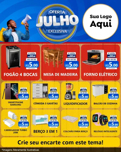 Modelo de Rede Social para Feed Instagram com o tema Oferta Exclusiva, Julho para Móveis e Eletro