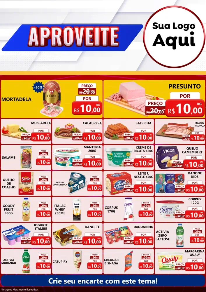 Modelo de Encarte para Encarte A4 Vertical com o tema Aproveite para Frios e Laticínios