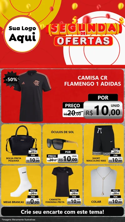 Modelo de Rede Social para Stories com o tema Segunda de Ofertas para Roupas e acessórios