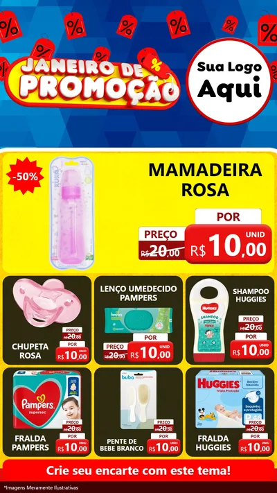 Modelo de Rede Social para Stories com o tema Janeiro de Promoção para Bebês