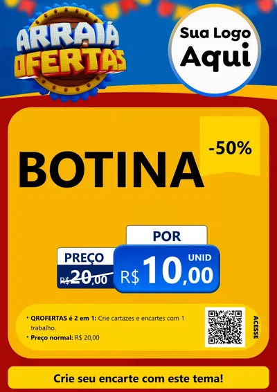 Modelo de Cartaz para Cartaz A4 Vertical com o tema Arraiá de Ofertas - Junina para Agropecuária