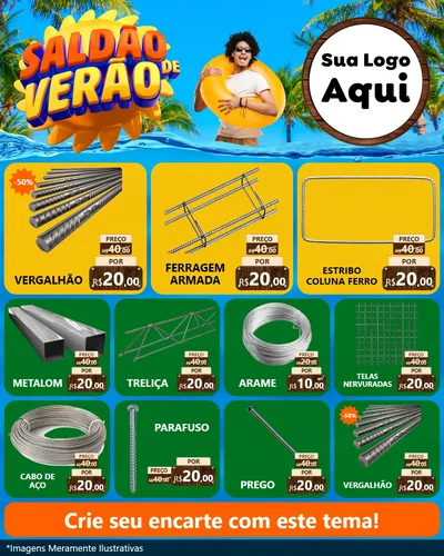 Modelo de Rede Social para Feed Instagram com o tema Saldão de Verão para Ferragens