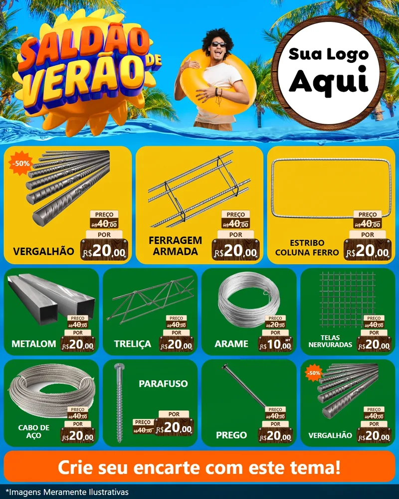 Modelo de Rede Social para Feed Instagram com o tema Saldão de Verão para Ferragens