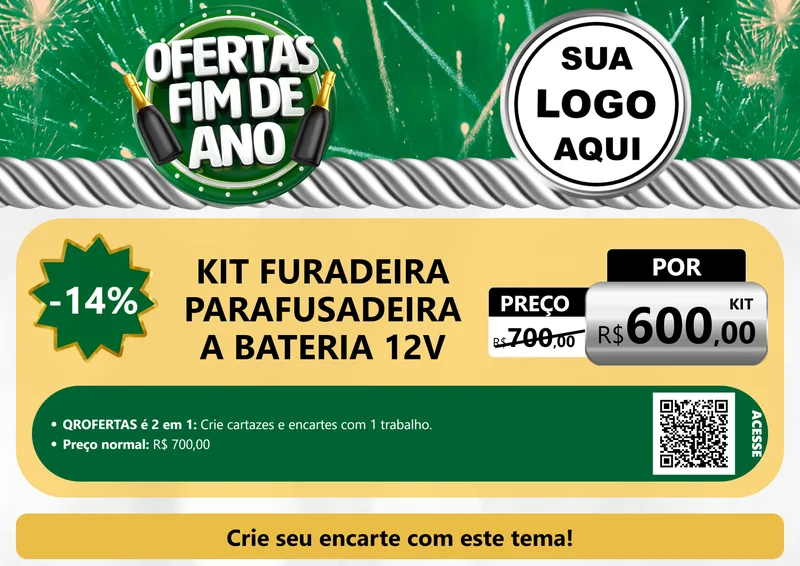 Modelo de Cartaz para Cartaz A4 Horizontal com o tema Ofertas Fim de Ano para Maquinas e Ferramentas