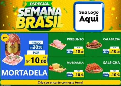 Modelo de Encarte para Encarte A4 Horizontal com o tema Especial Semana do Brasil para Frios e Laticínios