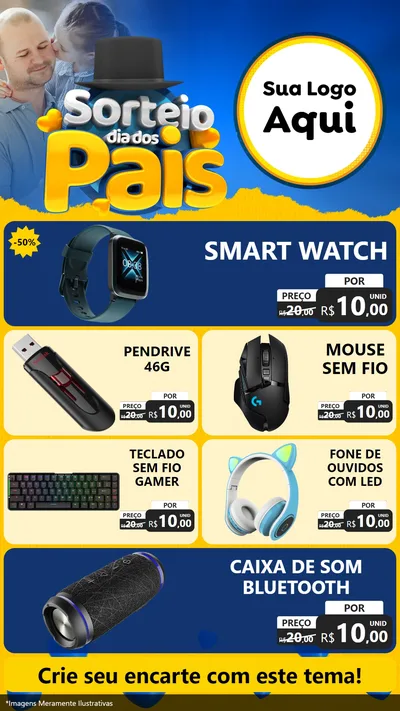 Modelo de TV para TV Vertical com o tema Sorteio Dia Dos Pais para Informática