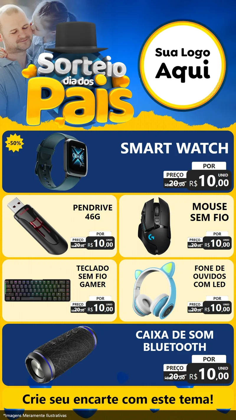 Modelo de TV para TV Vertical com o tema Sorteio Dia Dos Pais para Informática