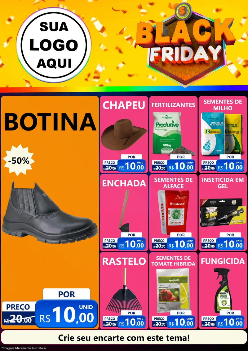 Modelo de Encarte para Encarte A4 Vertical com o tema Black Friday para Agropecuária