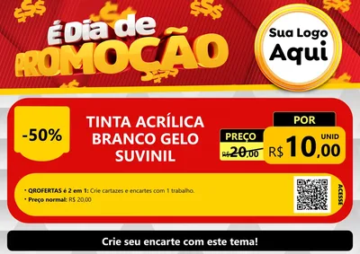Modelo de Cartaz para Cartaz A4 Horizontal com o tema É Dia De Promoção para Tintas e Ferramentas