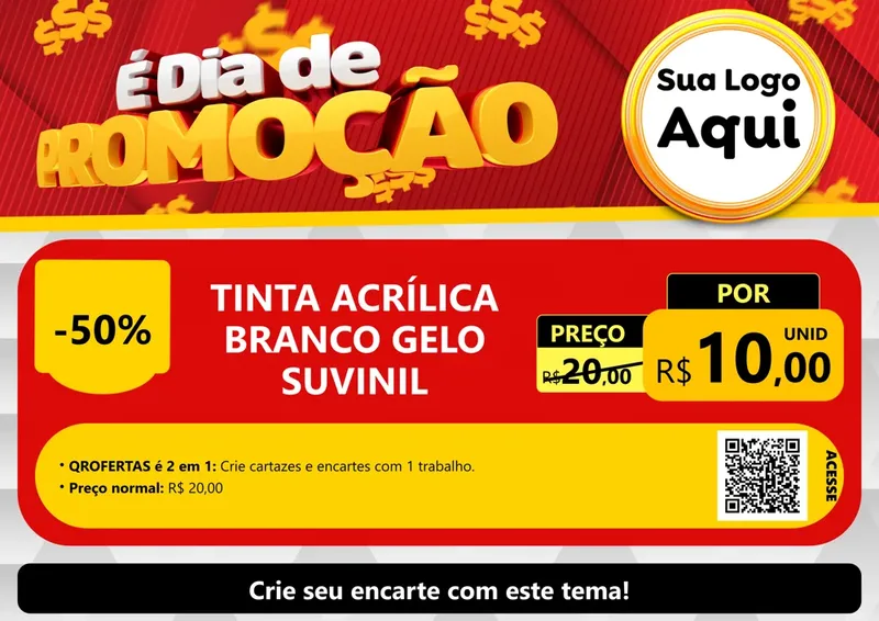 Modelo de Cartaz para Cartaz A4 Horizontal com o tema É Dia De Promoção para Tintas e Ferramentas
