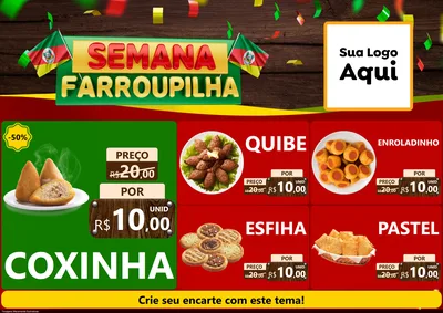 Modelo de Encarte para Encarte A4 Horizontal com o tema Semana Farroupilha para Salgadaria