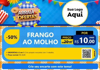 Modelo de Cartaz para Cartaz A4 Horizontal com o tema Arraiá de Ofertas para Restaurante