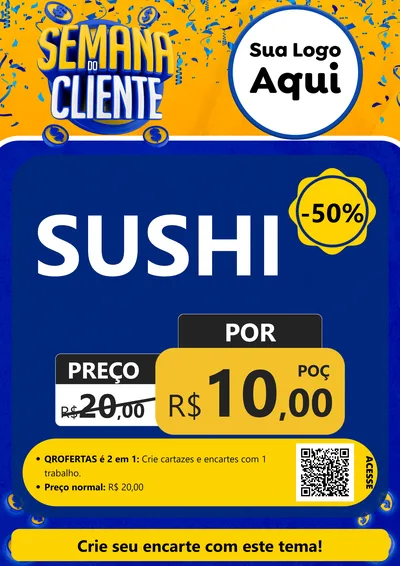 Modelo de Cartaz para Cartaz A4 Vertical com o tema Semana do Cliente para Comida japonesa