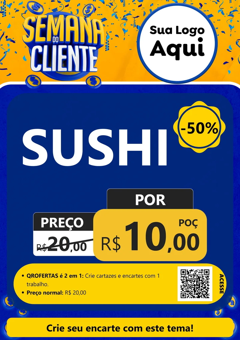 Modelo de Cartaz para Cartaz A4 Vertical com o tema Semana do Cliente para Comida japonesa
