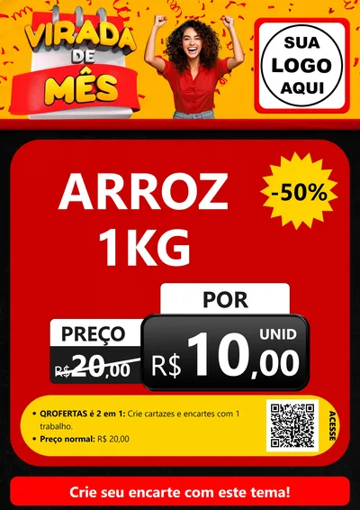 Modelo de Cartaz para Cartaz A4 Vertical com o tema Virada de Mês para Supermercado
