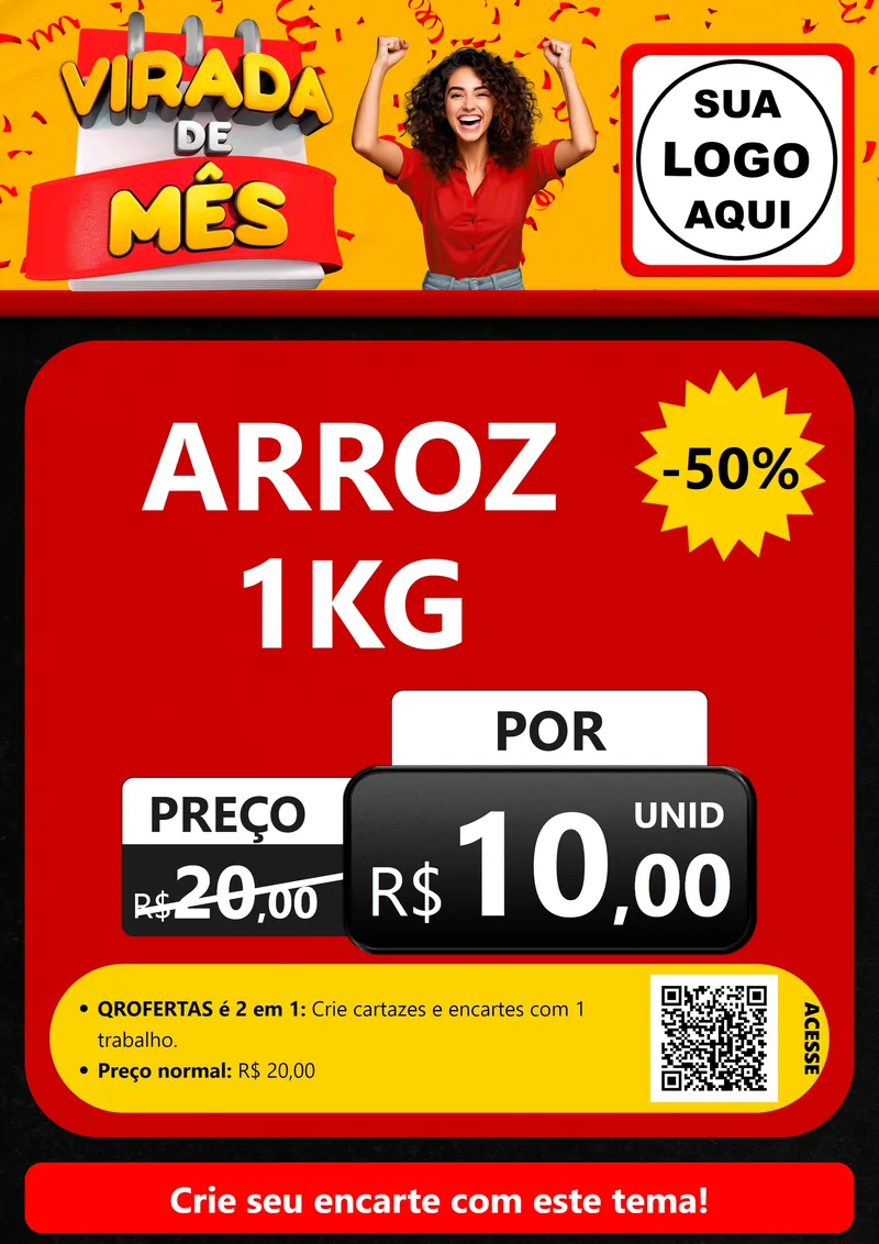 Modelo de Cartaz para Cartaz A4 Vertical com o tema Virada de Mês para Supermercado