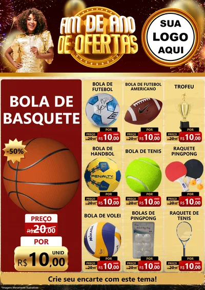 Modelo de Encarte para Encarte A4 Vertical com o tema Fim de Ano de Ofertas para Artigos Esportivos
