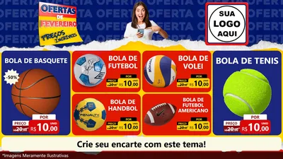Modelo de TV para TV Horizontal com o tema Ofertas de Fevereiro - Preços Incríveis para Artigos Esportivos