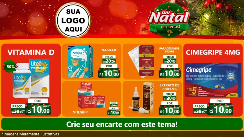 Modelo de TV para TV Horizontal com o tema Um Natal de Ofertas para Farmácia