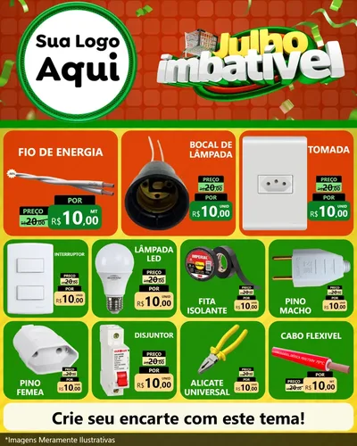 Modelo de Rede Social para Feed Instagram com o tema Julho Imbatível para Materiais Elétricos