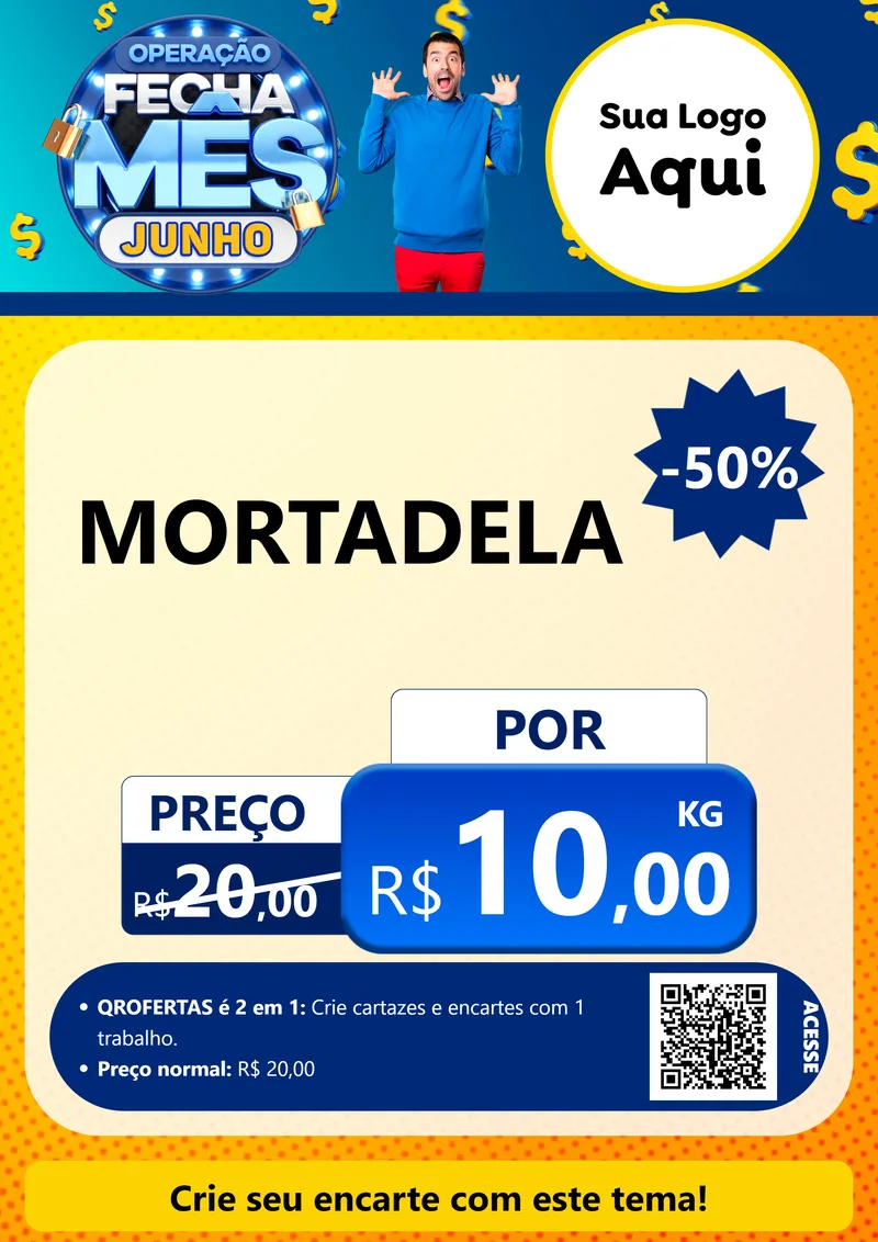 Modelo de Cartaz para Cartaz A4 Vertical com o tema Operação Fecha Mês, Junho para Frios e Laticínios