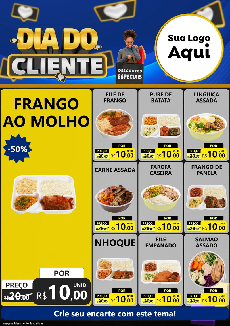 Modelo de Encarte para Encarte A4 Vertical com o tema Dia Do Cliente para Restaurante