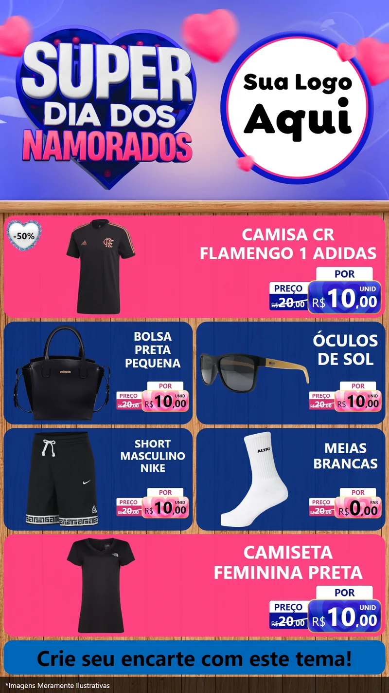 Modelo de TV para TV Vertical com o tema Super Dia dos Namorados para Roupas e acessórios