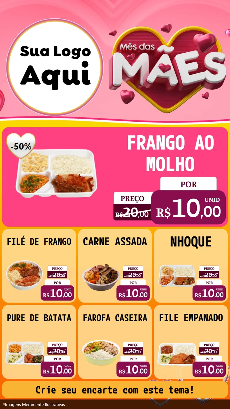 Modelo de Rede Social para Stories com o tema Mês das Mães para Restaurante