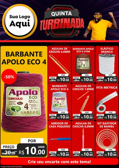 Modelo de Encarte para Encarte A4 Vertical com o tema Quinta Turbinada para Armarinho e Aviamentos