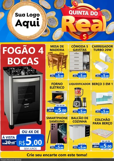 Modelo de Encarte para Encarte A4 Vertical com o tema Quinta do Real para Móveis e Eletro
