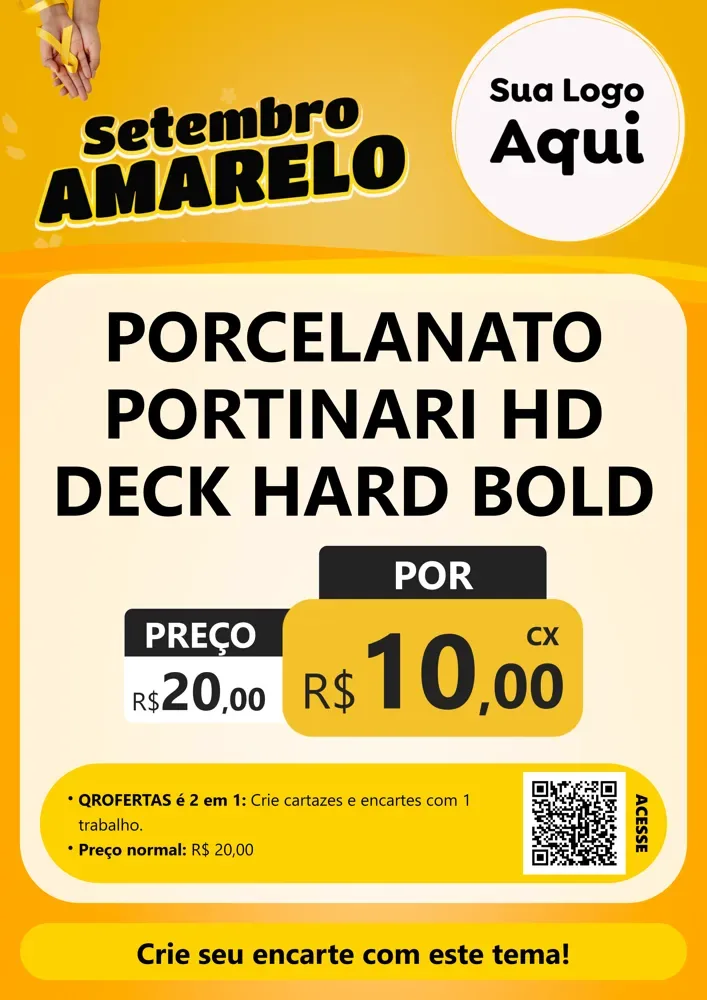 Modelo de Cartaz para Cartaz A4 Vertical com o tema Setembro Amarelo para Pisos e revestimentos