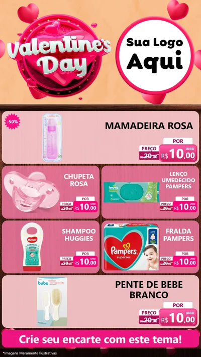 Modelo de TV para TV Vertical com o tema Valentine's Day para Bebês