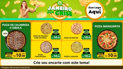 Modelo de TV para TV Horizontal com o tema Janeiro Sem Crise para Pizzaria